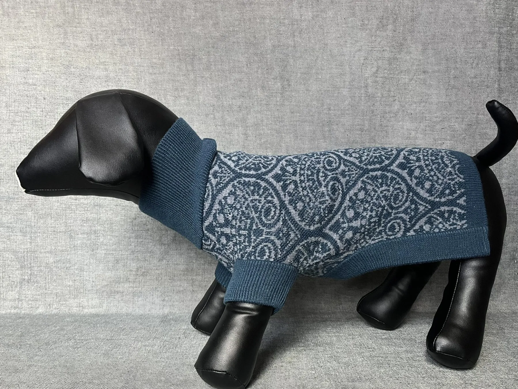 Paws Turtle Neck Paisley Pattern Knitted Sweater