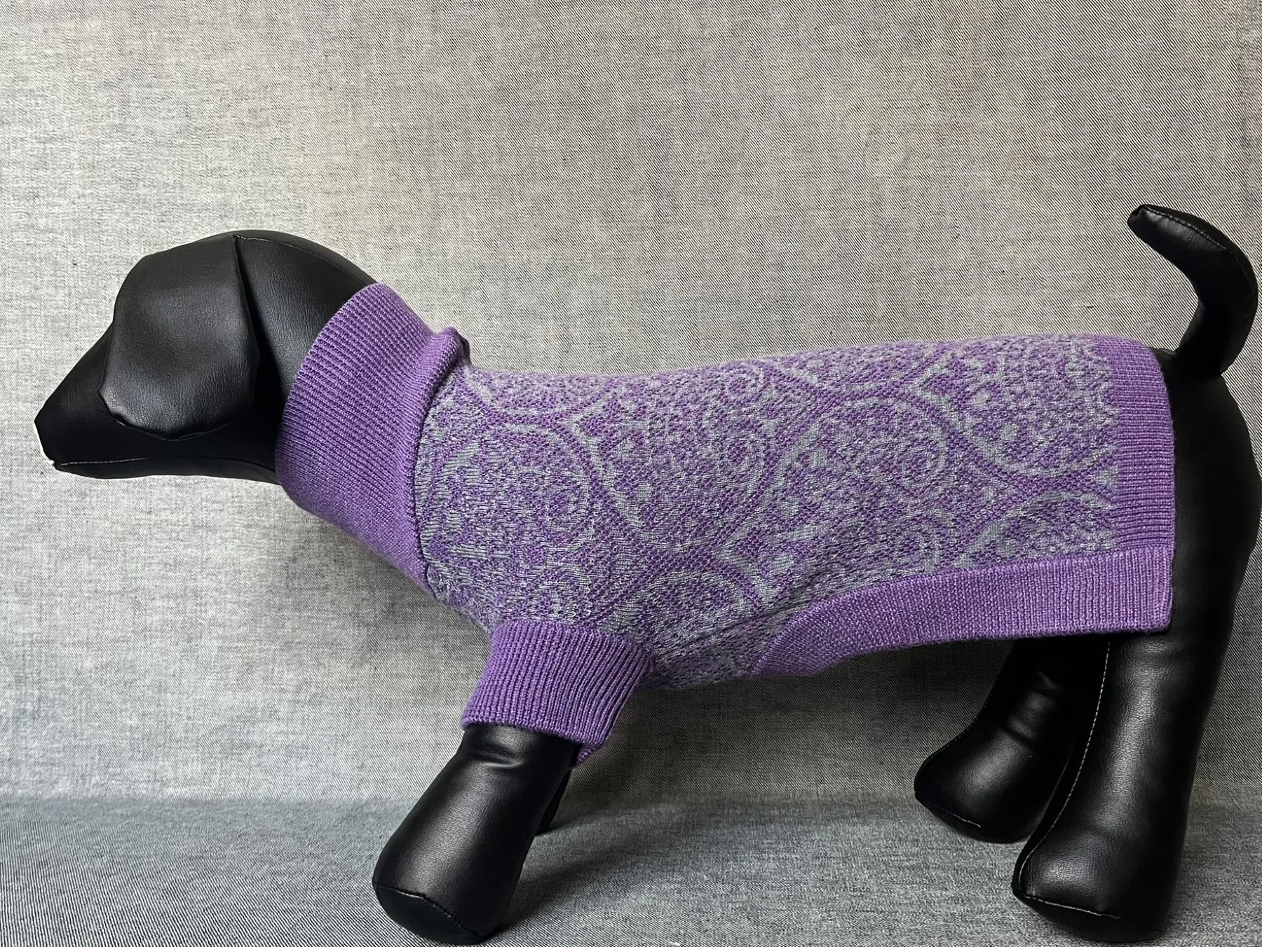 Paws Turtle Neck Paisley Pattern Knitted Sweater