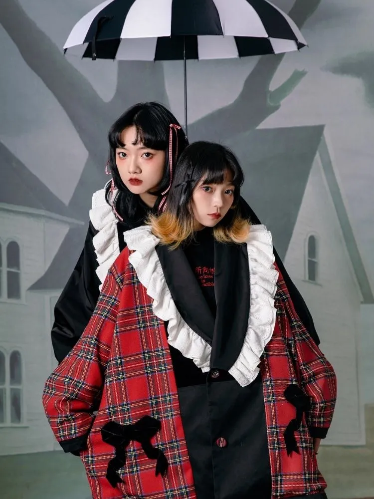 Plaid splicing reversible coat【s0000003612】