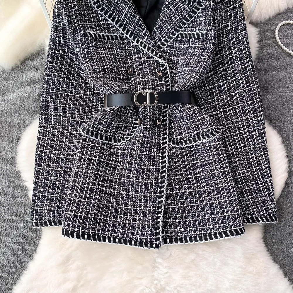 Plaid Women Korean Style Coat    S4016