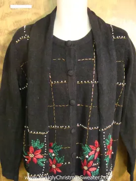 Poinsettias Matching Scarf Cheesy Christmas Sweater