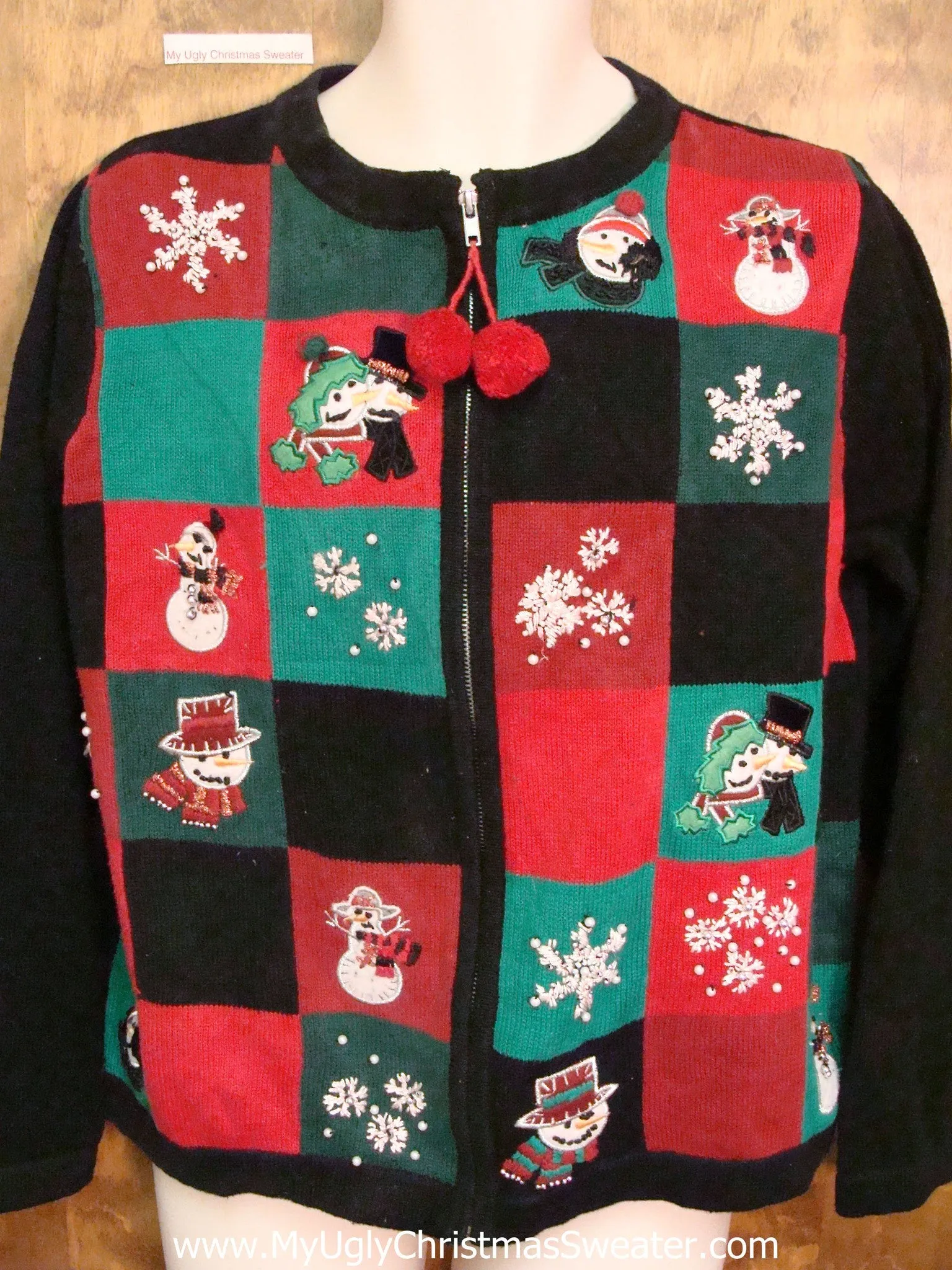 Red, Green, and Black Blocks Ugly Christmas Sweater