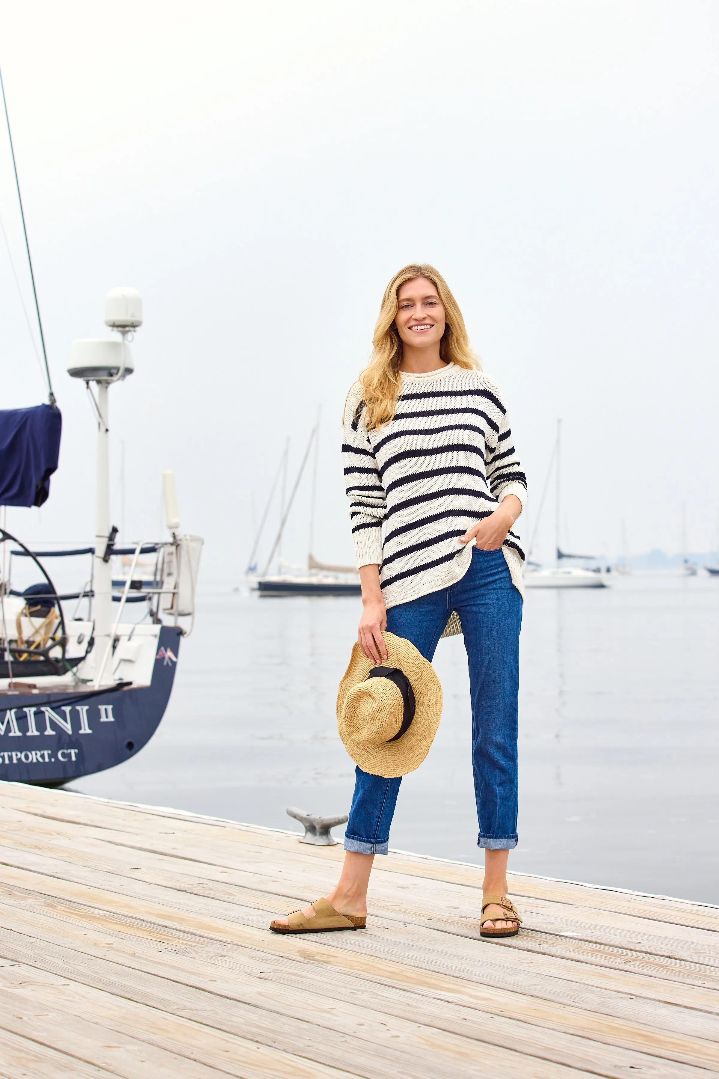 Relaxed Crew Sweater - Night Sky Stripe