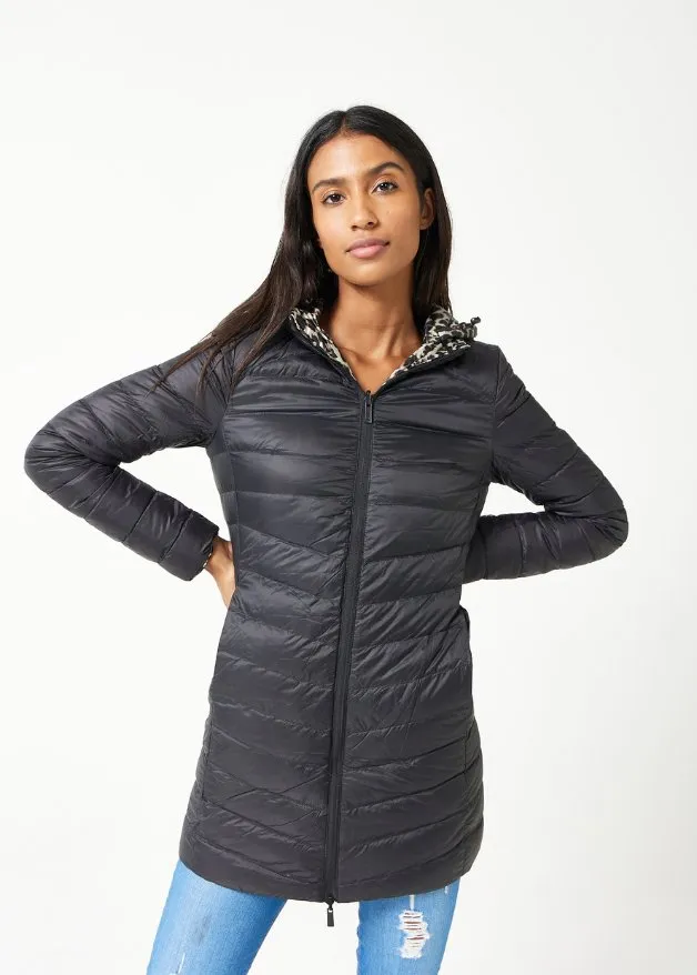 Reversible Classic Leopard Duck Down Puffer Coat