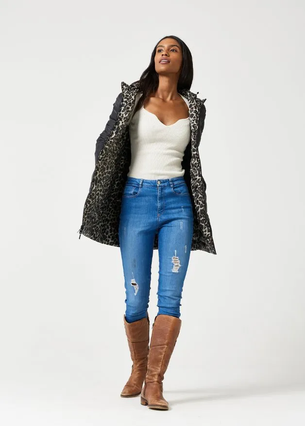 Reversible Classic Leopard Duck Down Puffer Coat