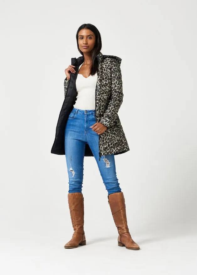 Reversible Classic Leopard Duck Down Puffer Coat