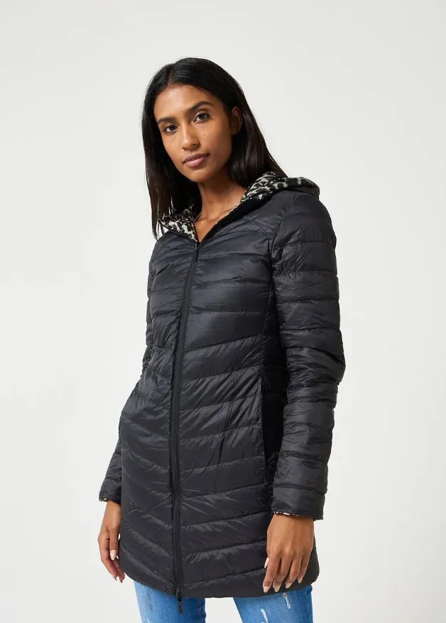 Reversible Classic Leopard Duck Down Puffer Coat