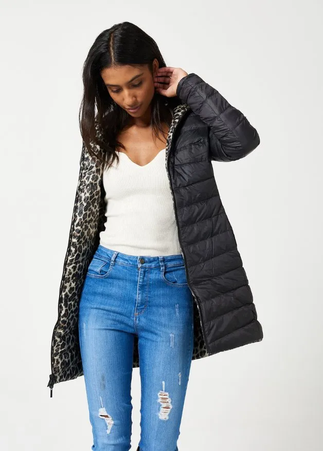 Reversible Classic Leopard Duck Down Puffer Coat