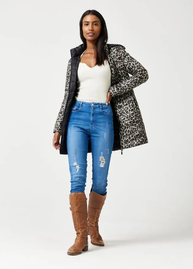 Reversible Classic Leopard Duck Down Puffer Coat