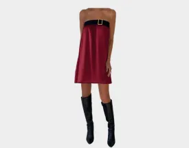 Rouge Bordeaux Italian Silk Off the shoulder dress Strapless  - The Milano Si