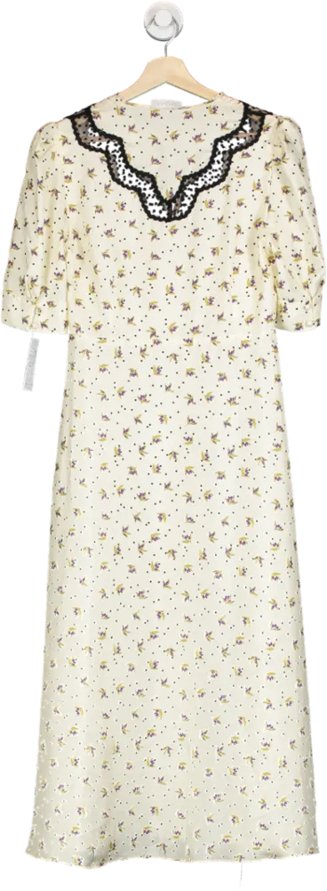 Sandro Paris Cream Floral Print Silk Maxi Dress FR40 UK 12