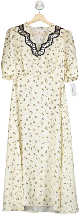 Sandro Paris Cream Floral Print Silk Maxi Dress FR40 UK 12