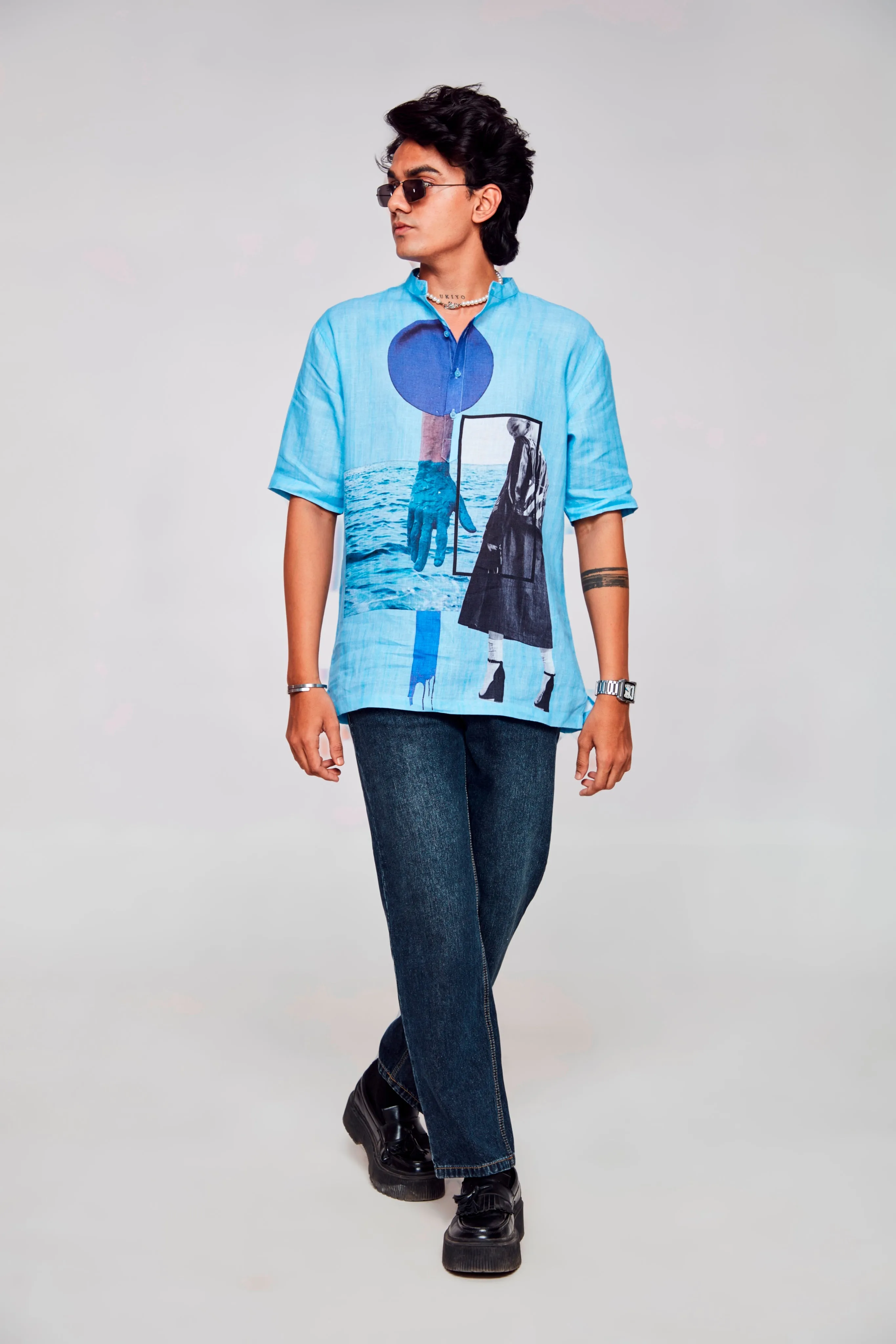 Seaside Serenity Pure Linen Short Sleeve kurta Unisex