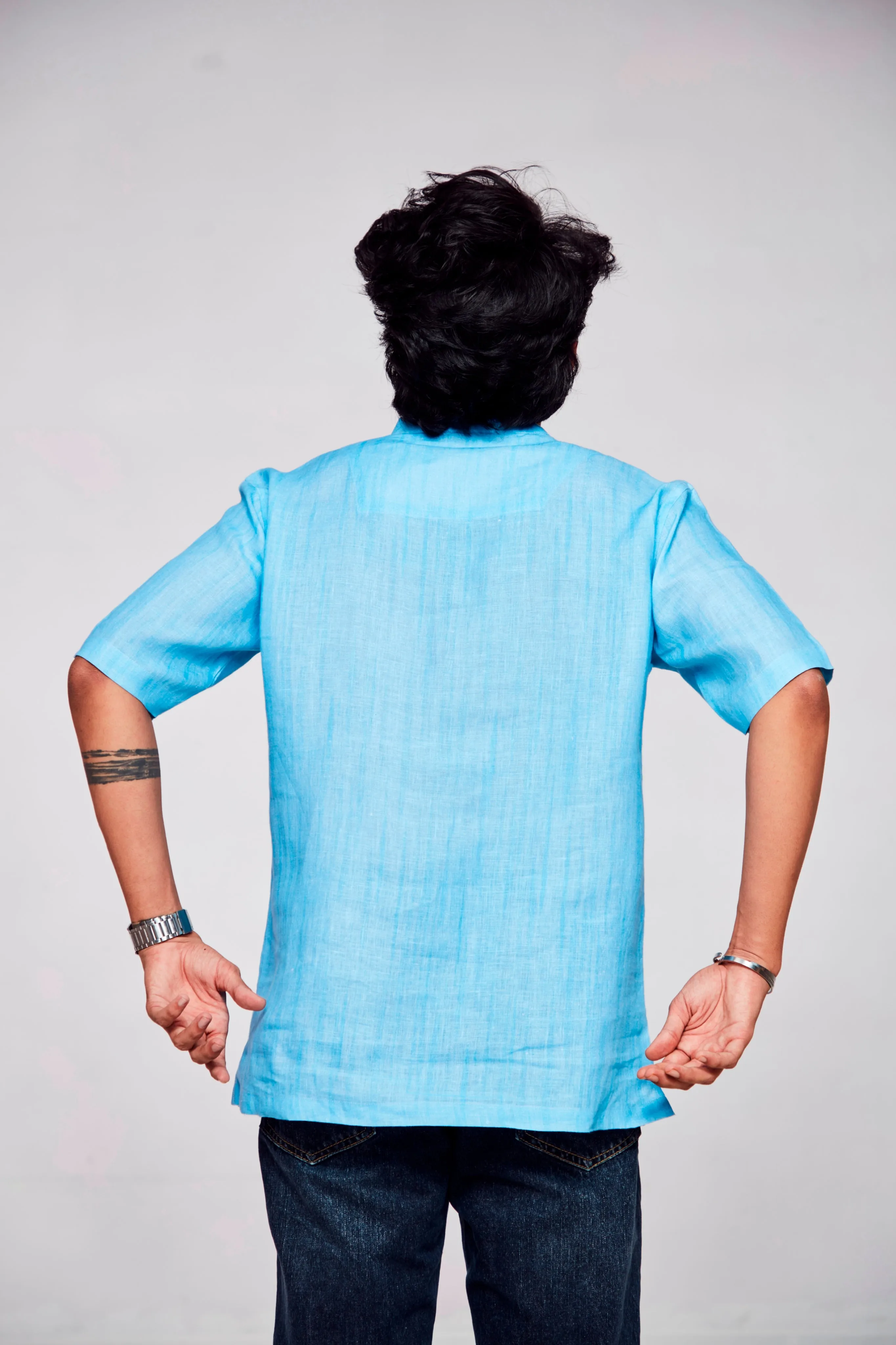Seaside Serenity Pure Linen Short Sleeve kurta Unisex