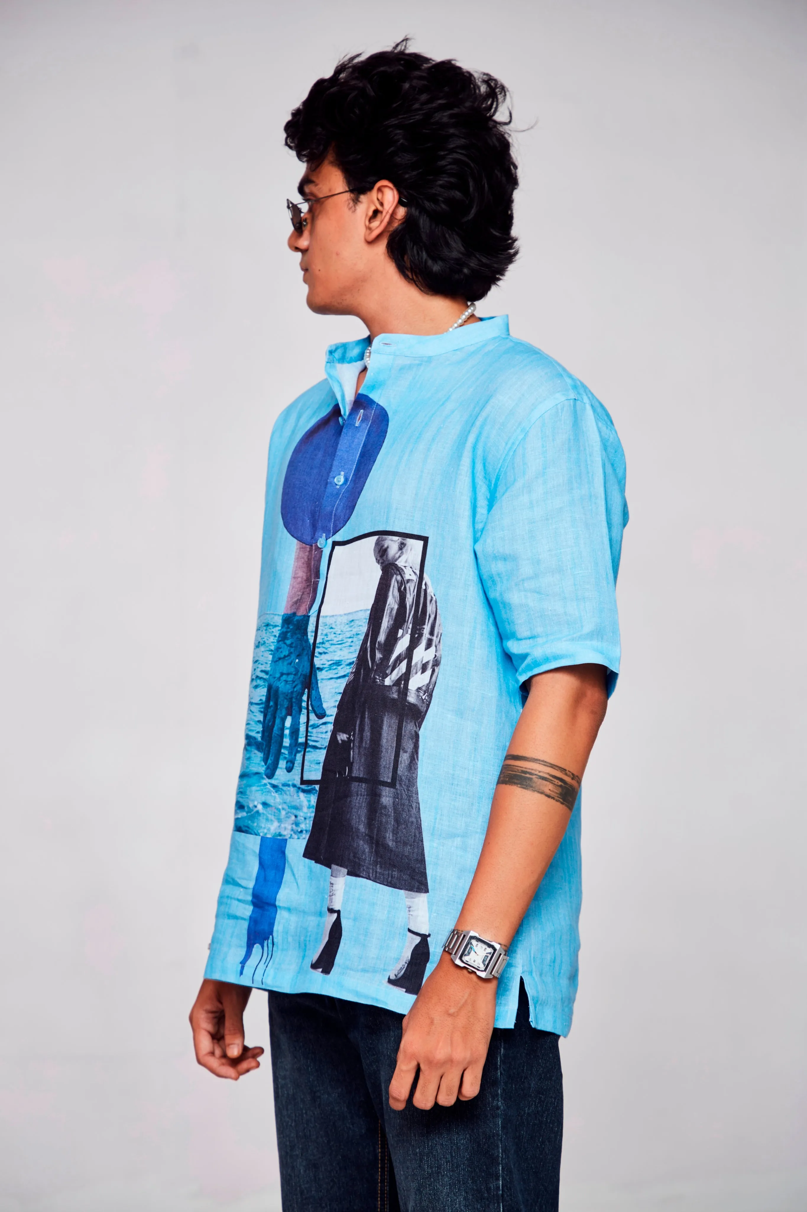 Seaside Serenity Pure Linen Short Sleeve kurta Unisex
