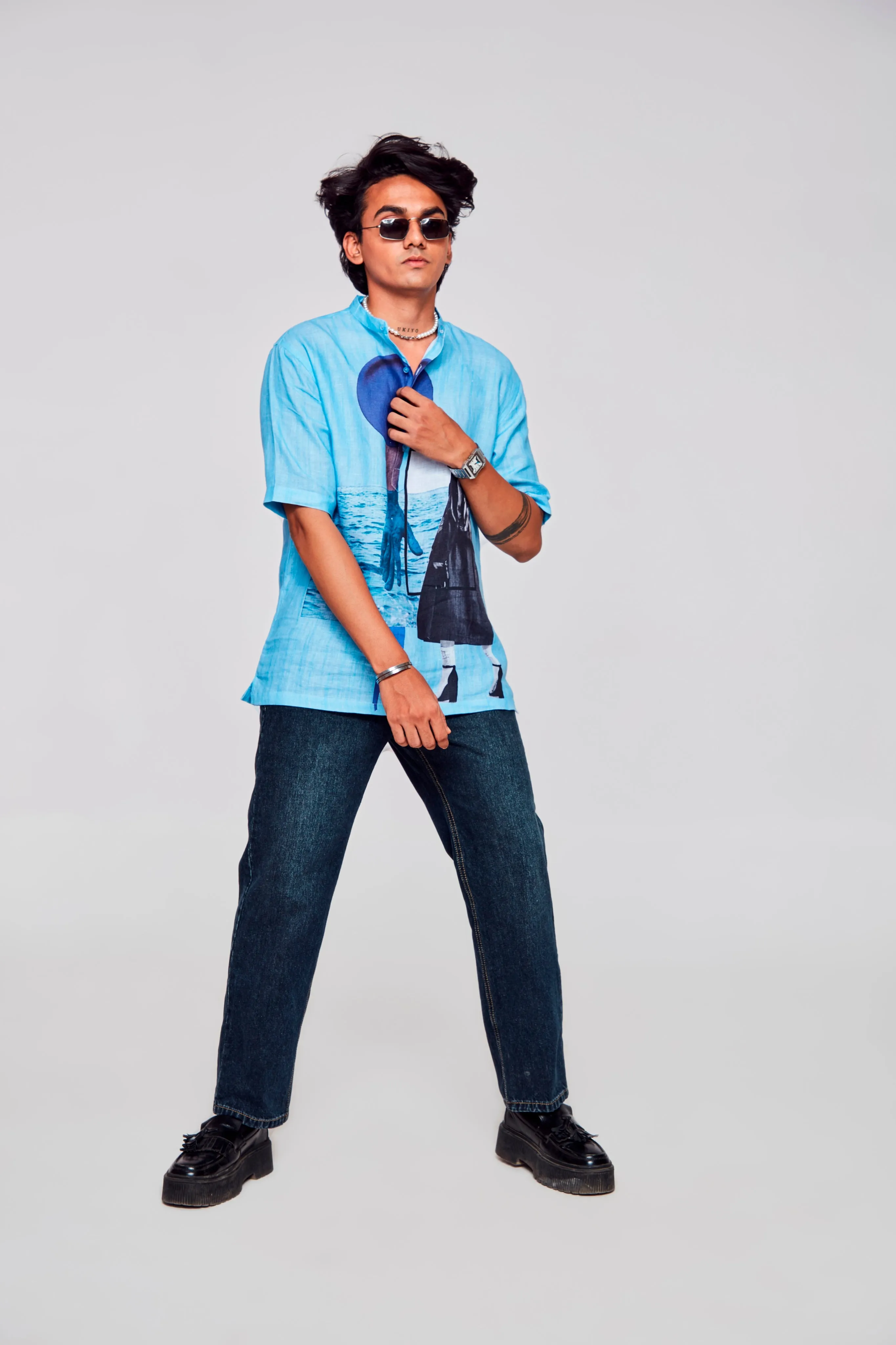 Seaside Serenity Pure Linen Short Sleeve kurta Unisex