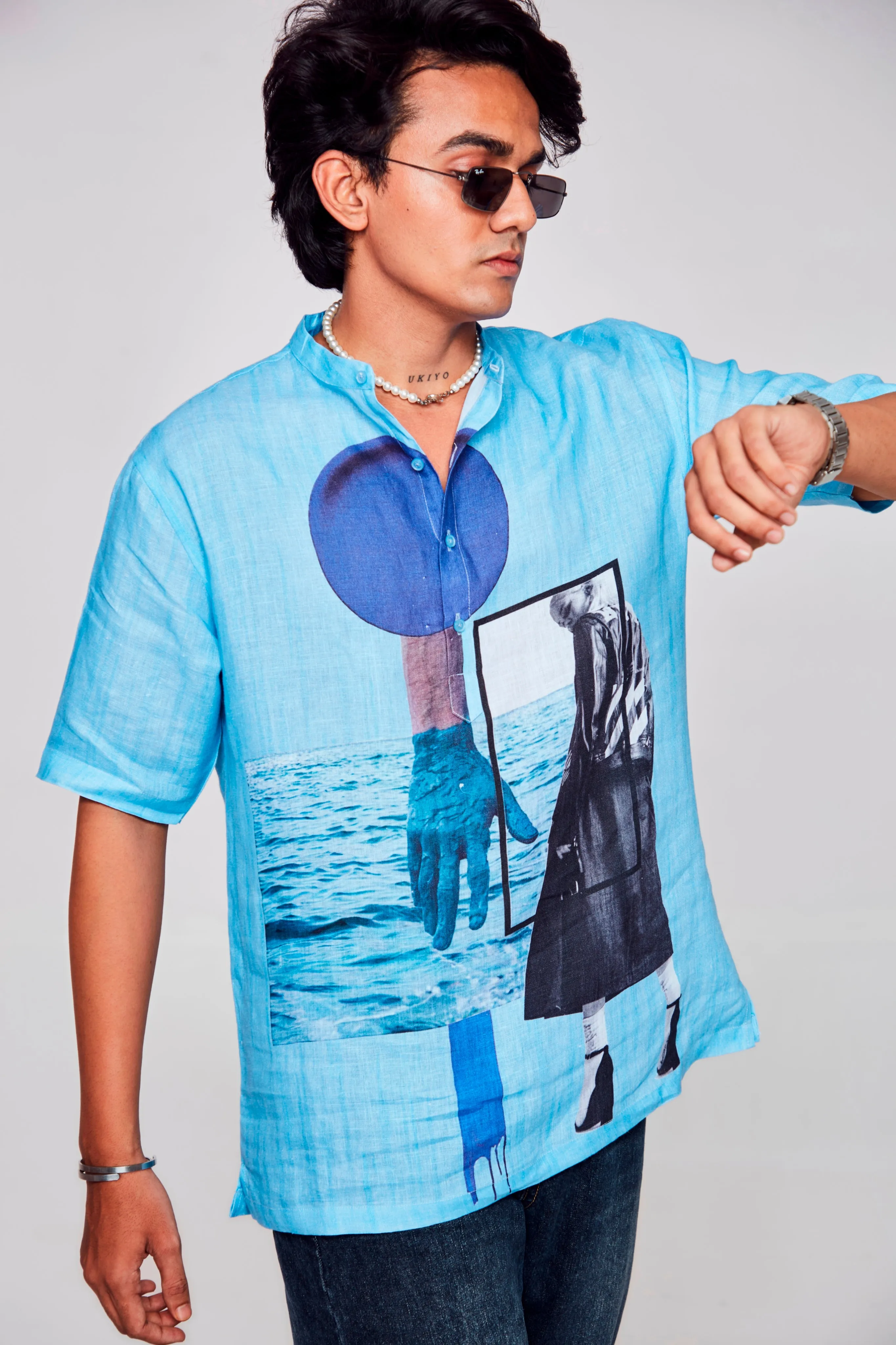 Seaside Serenity Pure Linen Short Sleeve kurta Unisex