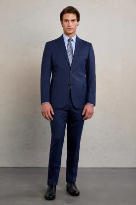 Slim Fit Navy Peak Lapel Wool Blend Classic Suit