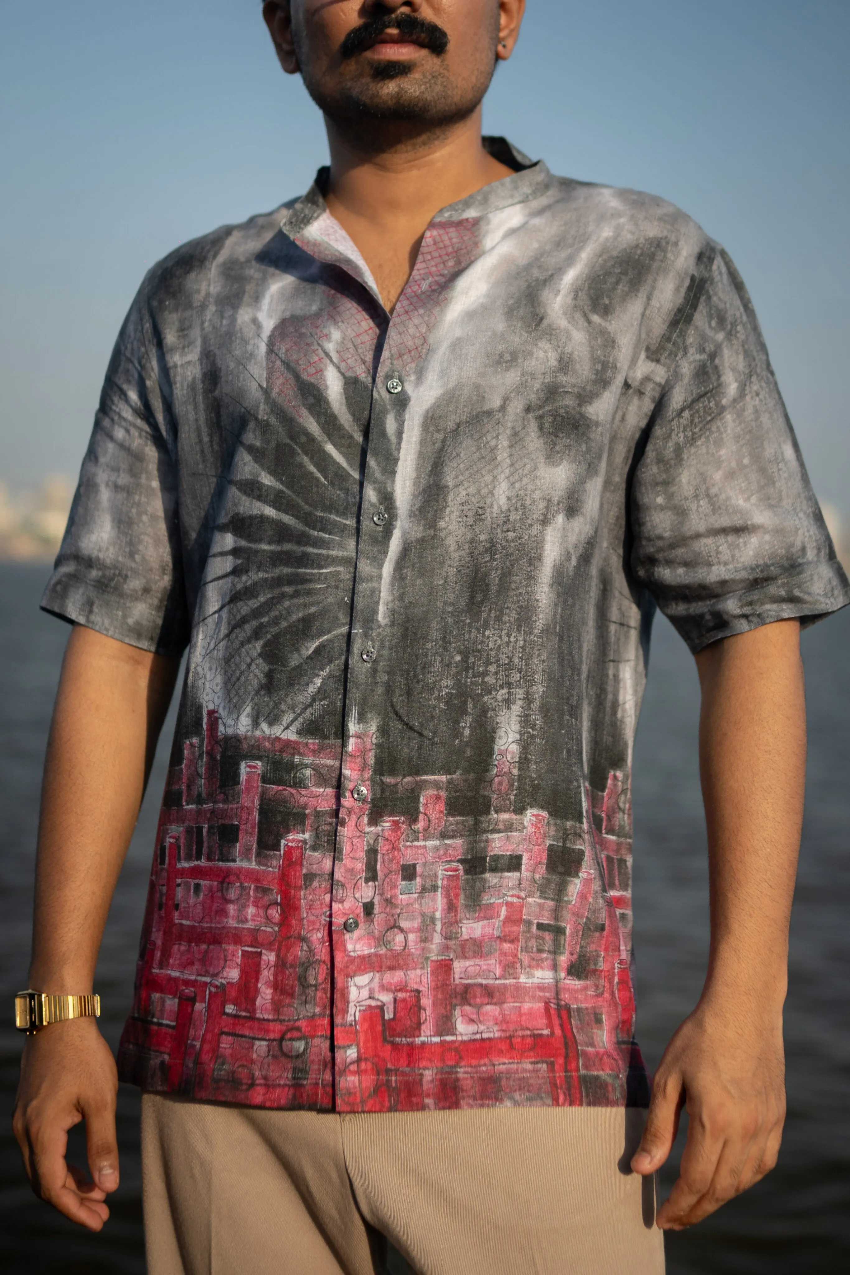 Smoke Wave Unisex (Pure Linen Short Sleeve Shirt) - AddysForMen