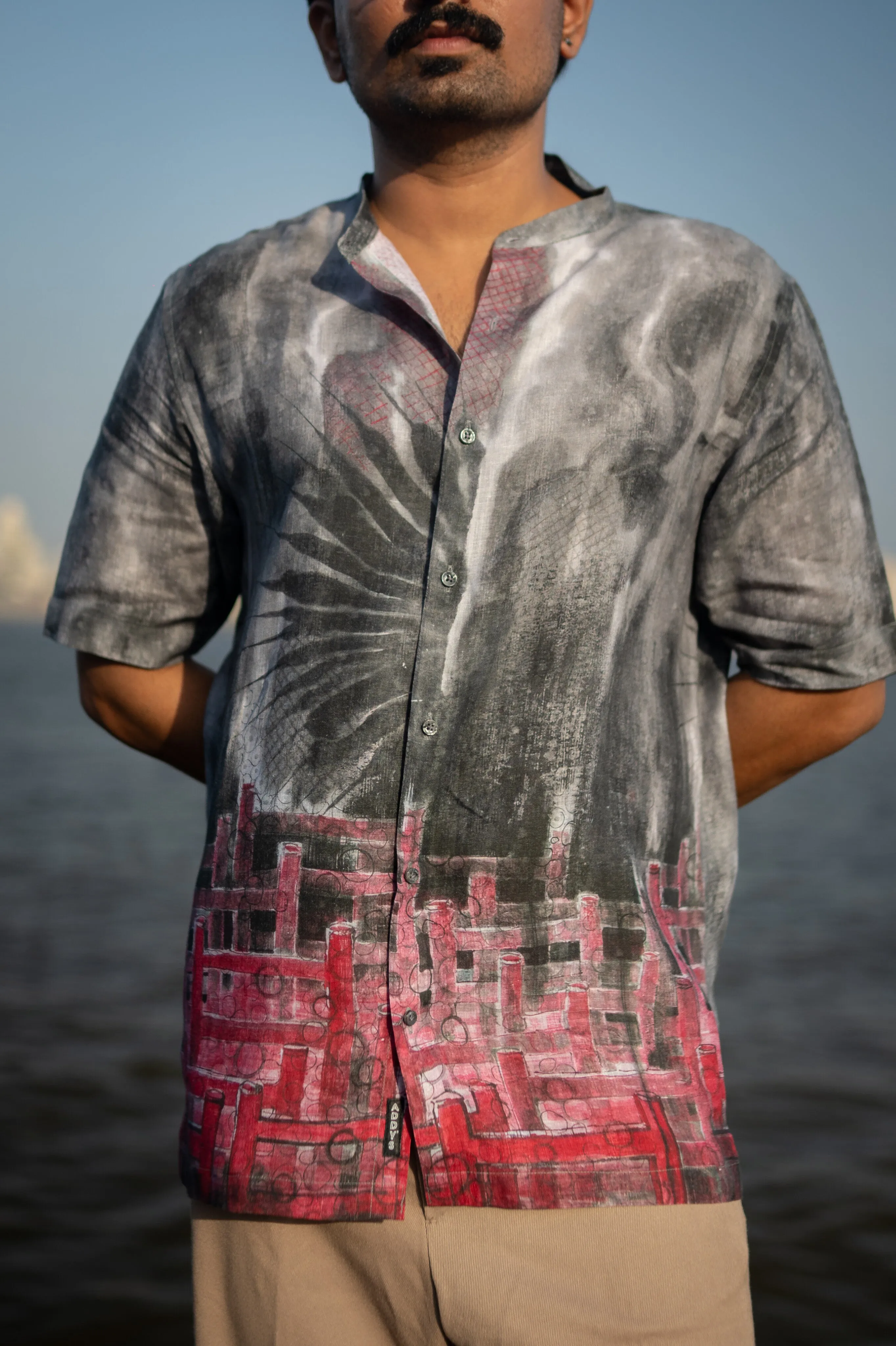 Smoke Wave Unisex (Pure Linen Short Sleeve Shirt) - AddysForMen