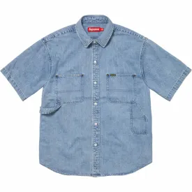Supreme Loose Fit S/S Washed Blue Denim Painters Shirt