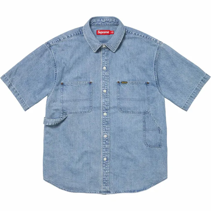 Supreme Loose Fit S/S Washed Blue Denim Painters Shirt
