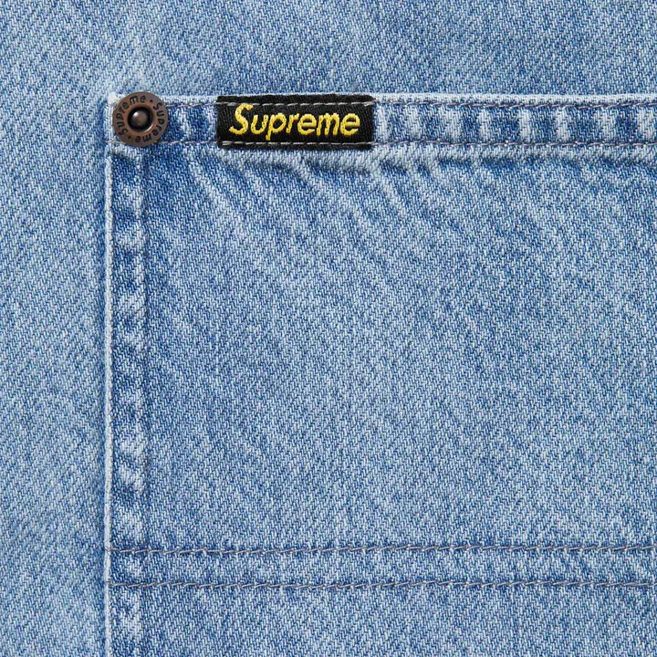 Supreme Loose Fit S/S Washed Blue Denim Painters Shirt