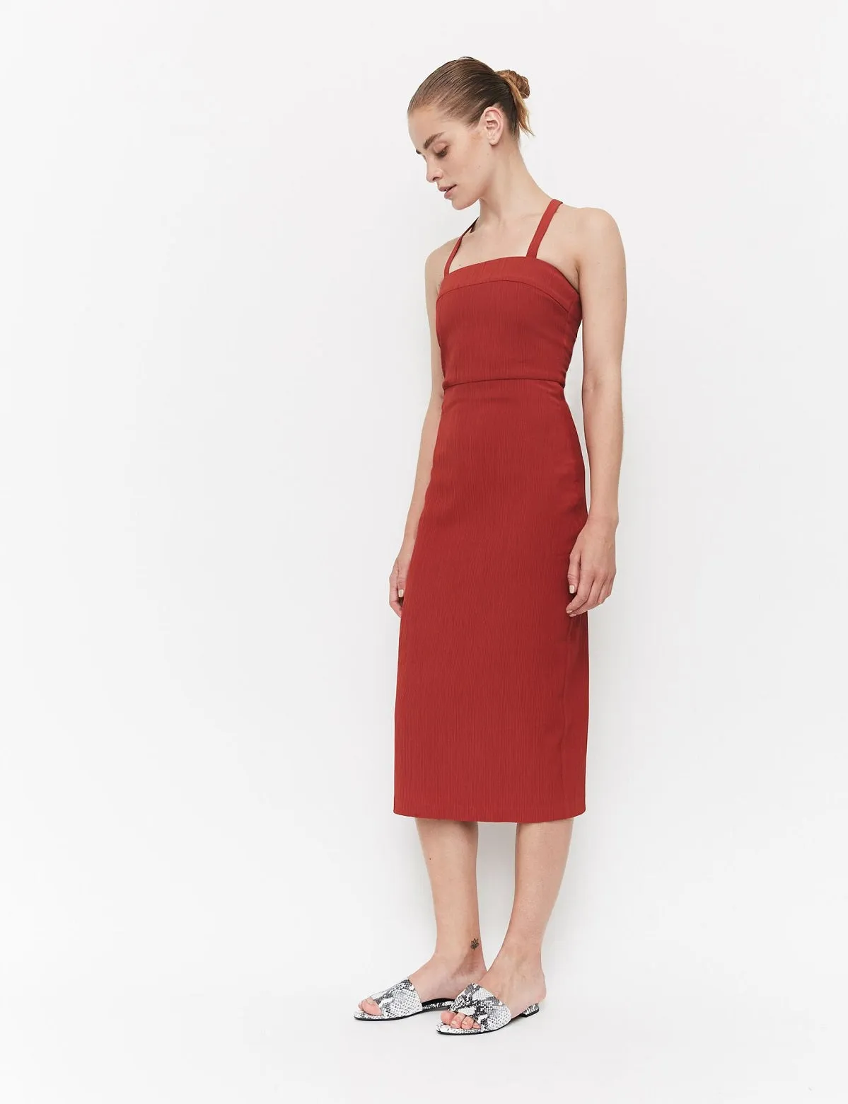 Third Form WOMENS ESSENTIAL CROSS BACK DRESS CARMINE