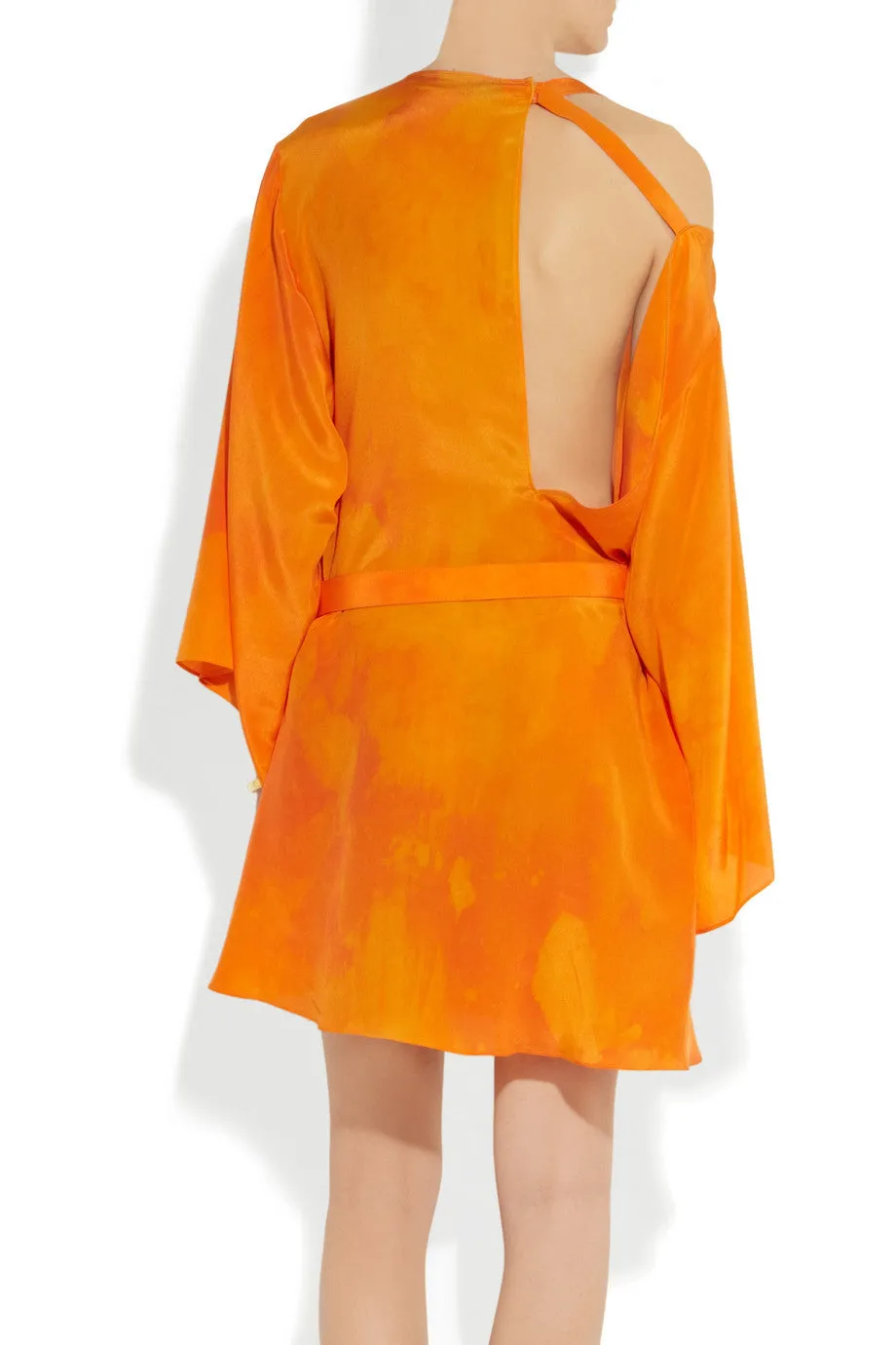 Versace - Hand Tie Dyed Medusa  Silk Long Sleeve  Short Dress with Belt - IT 42