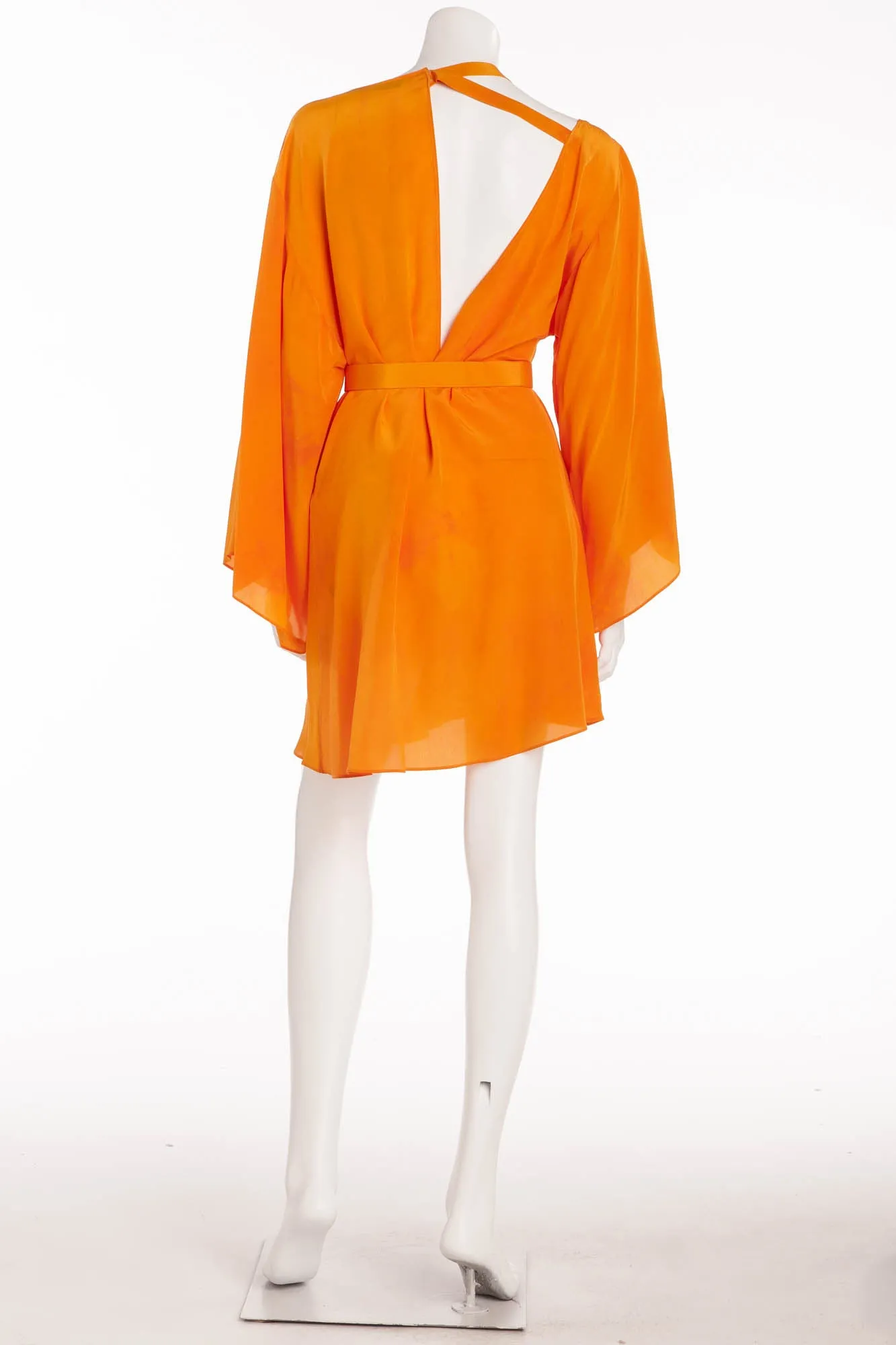 Versace - Hand Tie Dyed Medusa  Silk Long Sleeve  Short Dress with Belt - IT 42