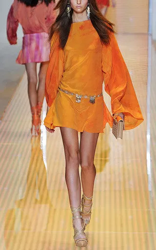 Versace - Hand Tie Dyed Medusa  Silk Long Sleeve  Short Dress with Belt - IT 42