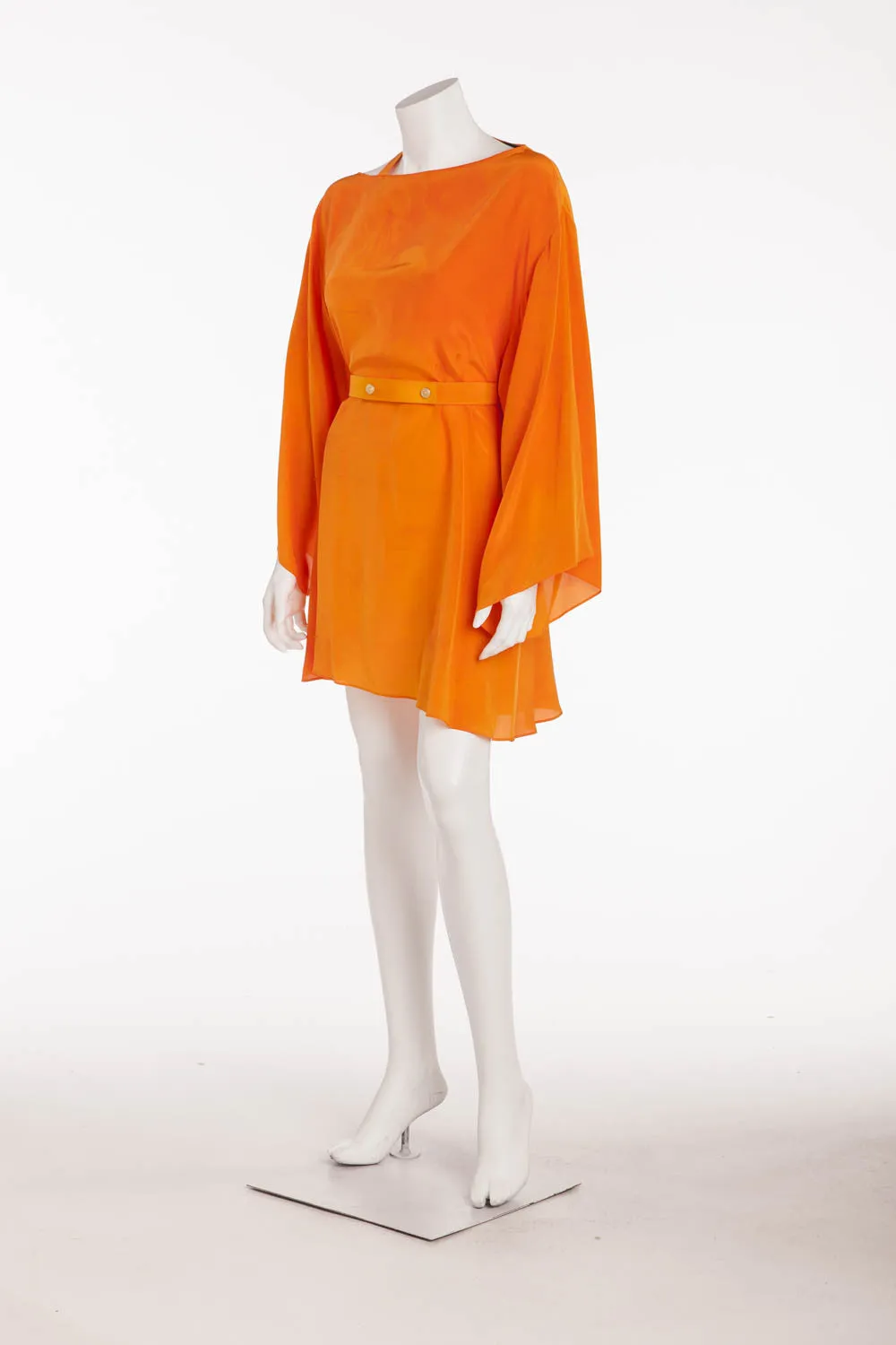 Versace - Hand Tie Dyed Medusa  Silk Long Sleeve  Short Dress with Belt - IT 42