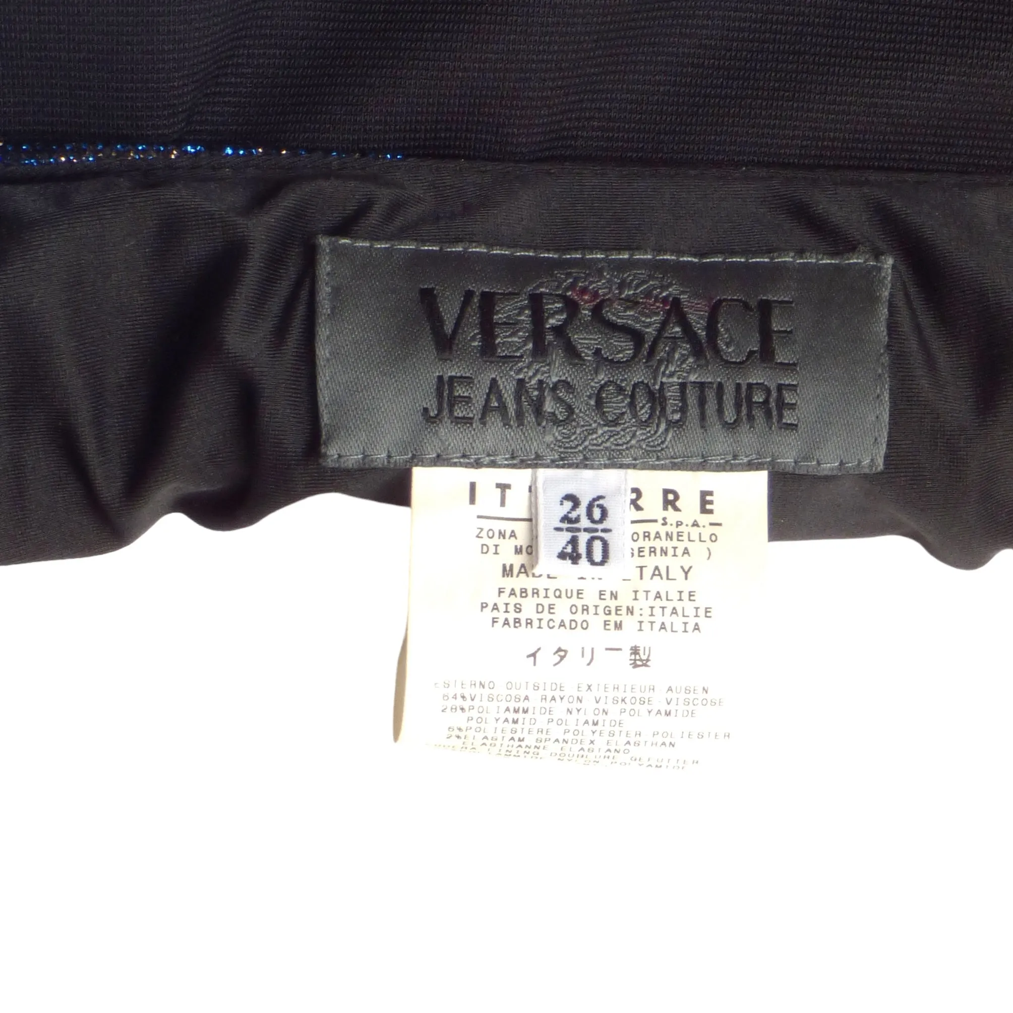 VERSACE JEANS COUTURE- 1990s Lurex Knit Mini Skirt, Size 6