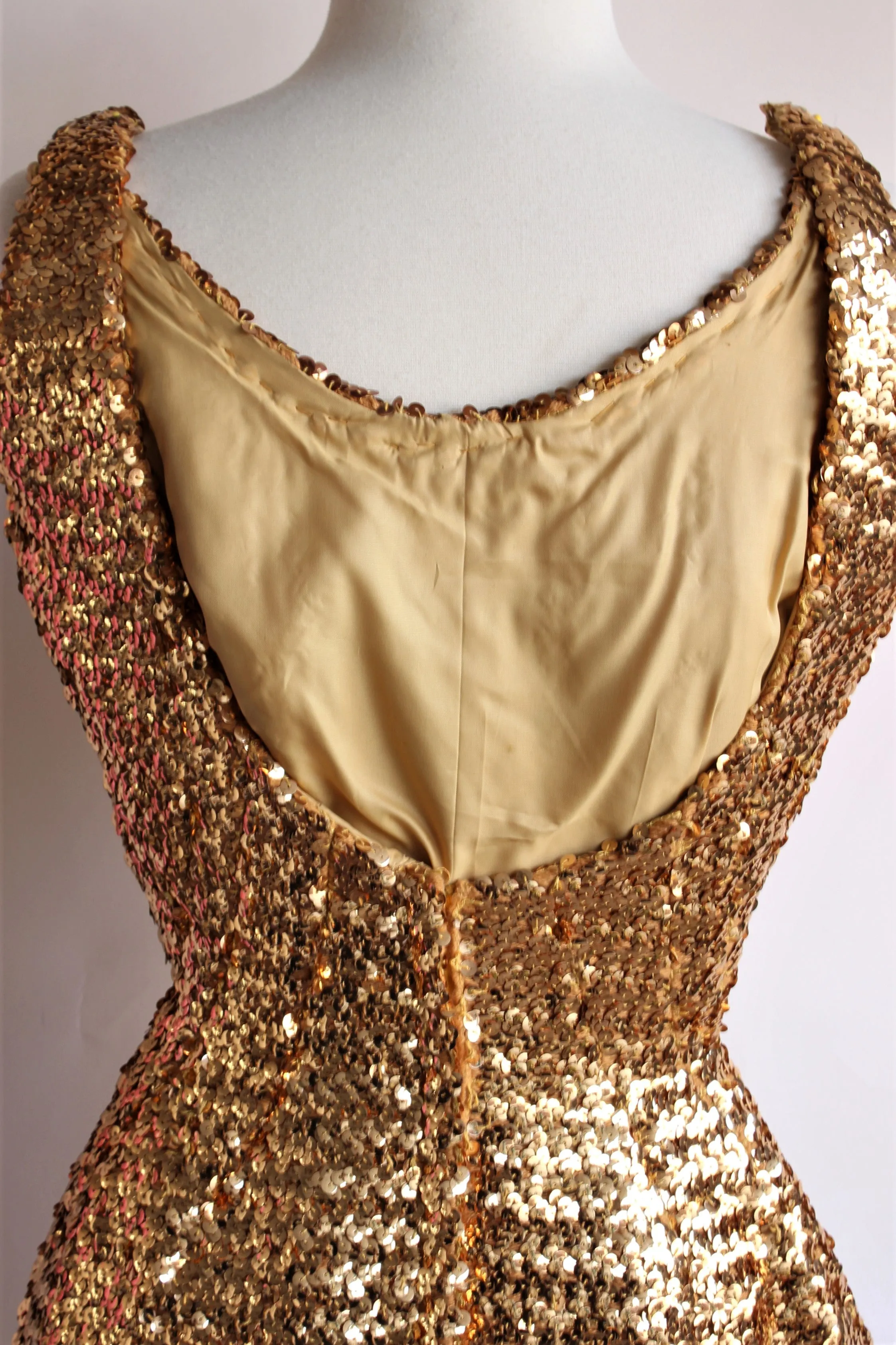 Vintage 1950s Gold Sequin Wiggle Dress