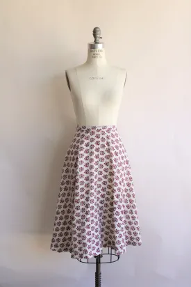Vintage 1970s Red Leaf Print Skirt