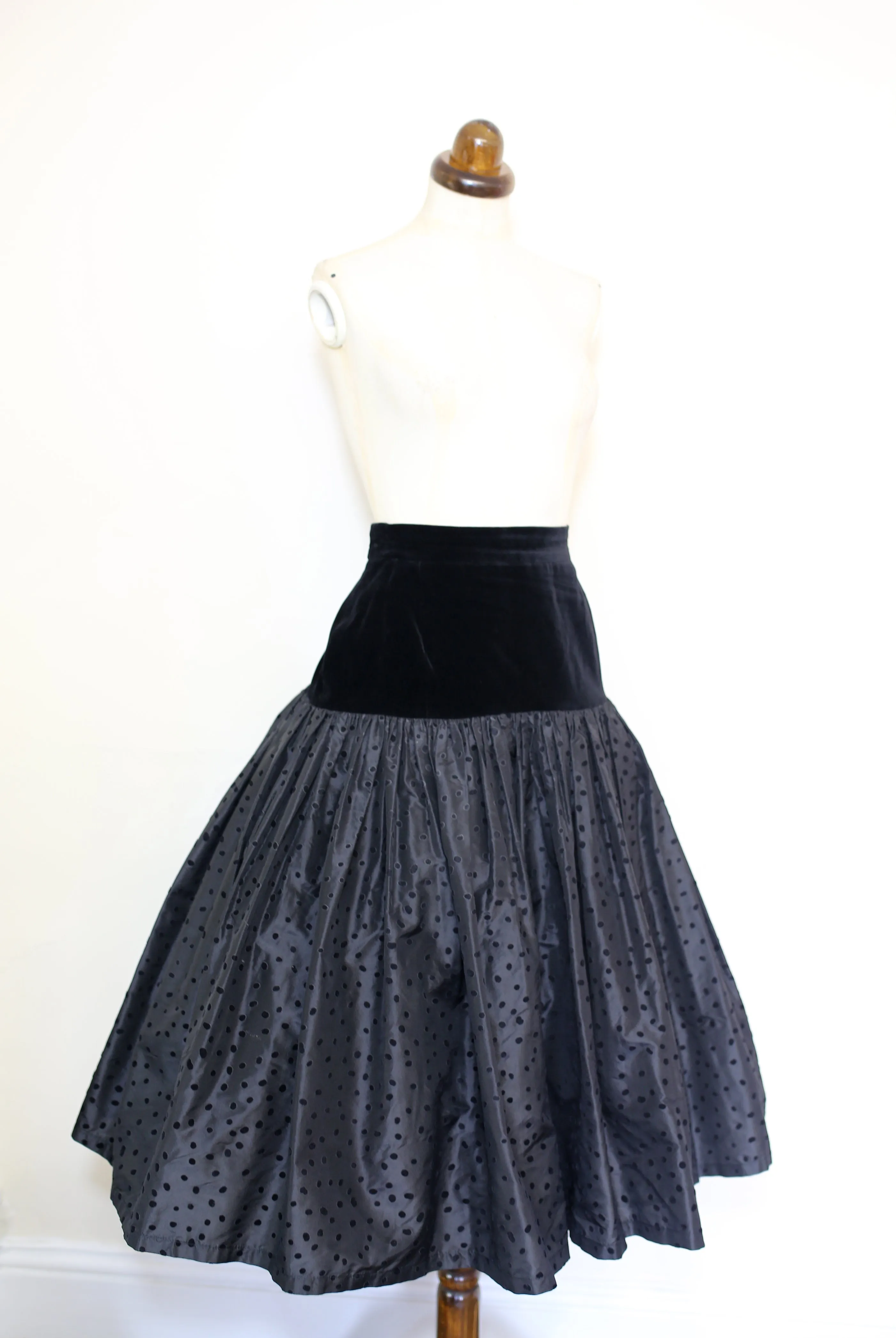 Vintage 1980s Escada Black Silk Cocktail Skirt