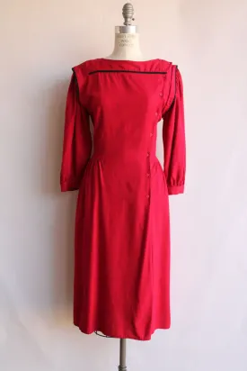 Vintage 1980s Joanie Char Red Silk Shirtwaist Dress