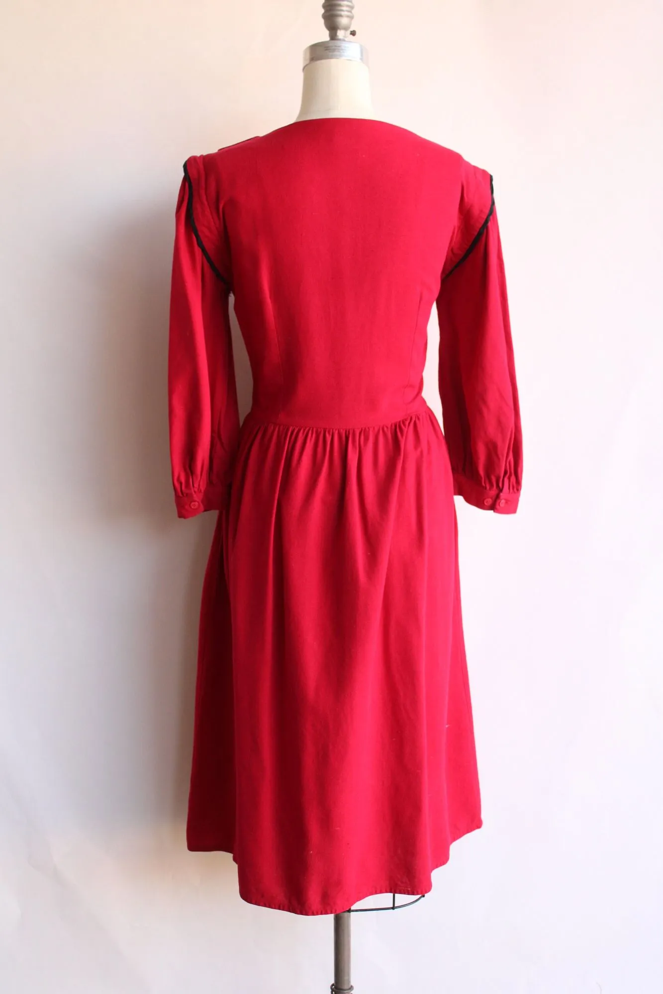 Vintage 1980s Joanie Char Red Silk Shirtwaist Dress