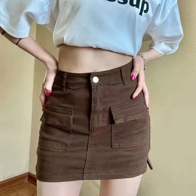 Vintage Denim Sexy Slim High Waist Wrap Hip Mini Skirts