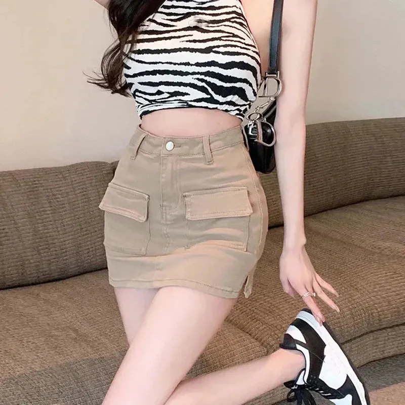 Vintage Denim Sexy Slim High Waist Wrap Hip Mini Skirts