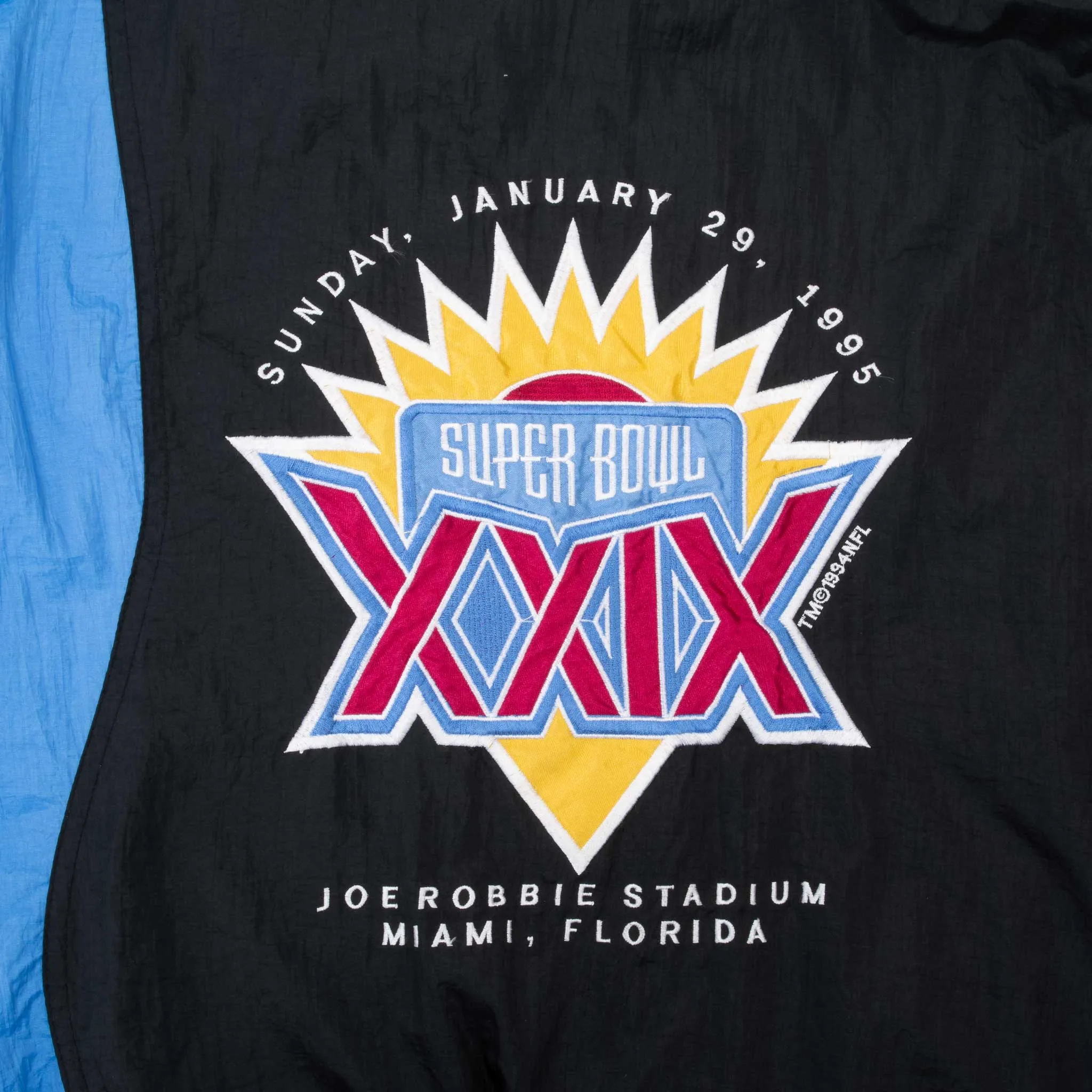 VINTAGE NFL SUPER BOWL XXIX 1995 MIAMI WINDBREAKER JACKET 1995 SIZE LARGE