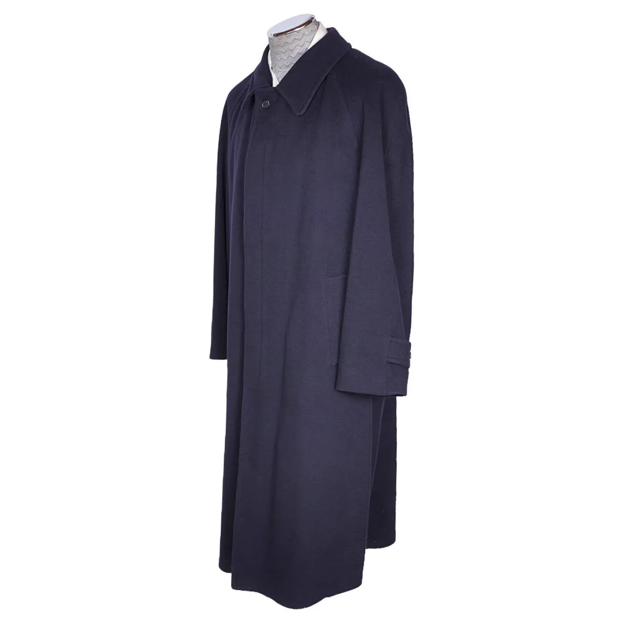 Vintage Pure Cashmere Mens Overcoat Linea Due Navy Blue Coat Large XL 46
