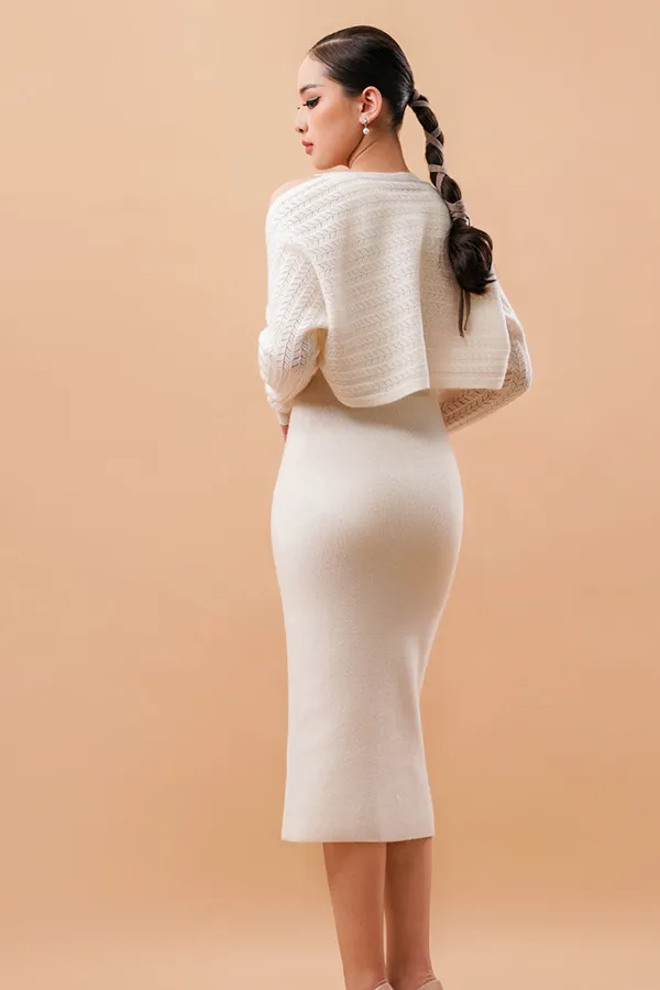 White Knitted Cashmere Shrug