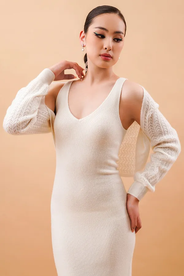 White Knitted Cashmere Shrug