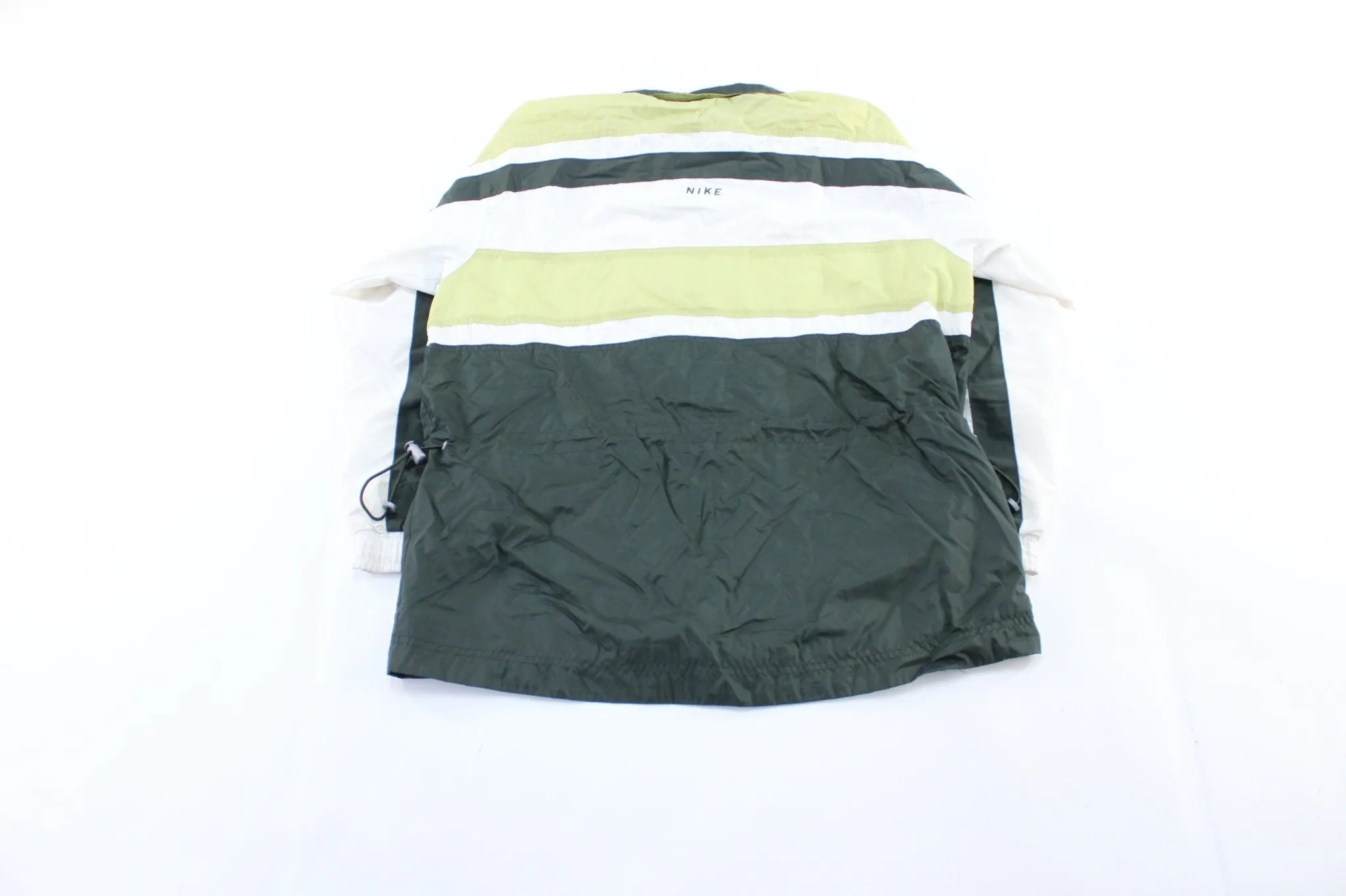 Women's 90's Nike Embroidered Logo Green & White Striped Zip Up Jacket