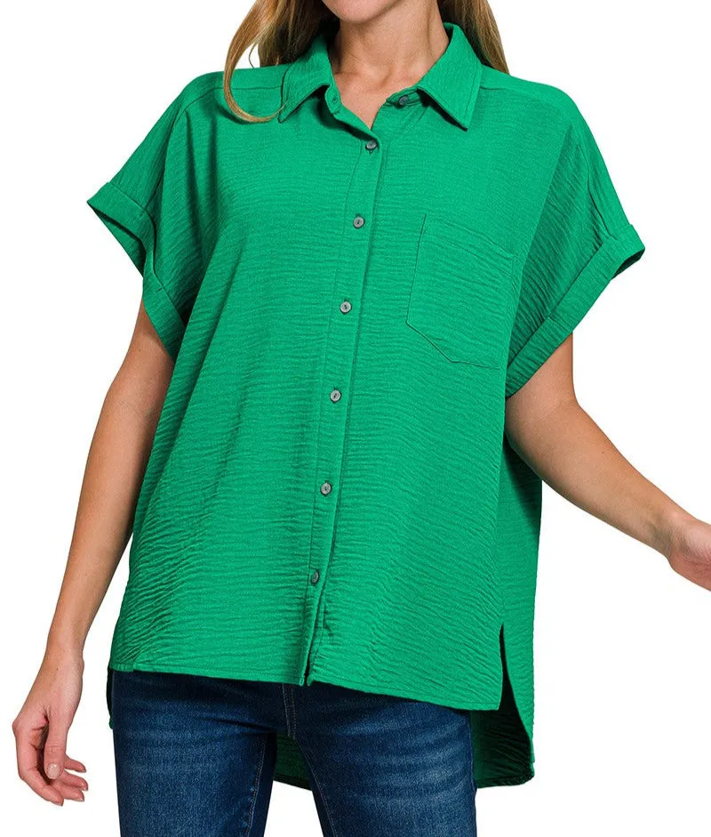 Woven Air Flow Button-Down