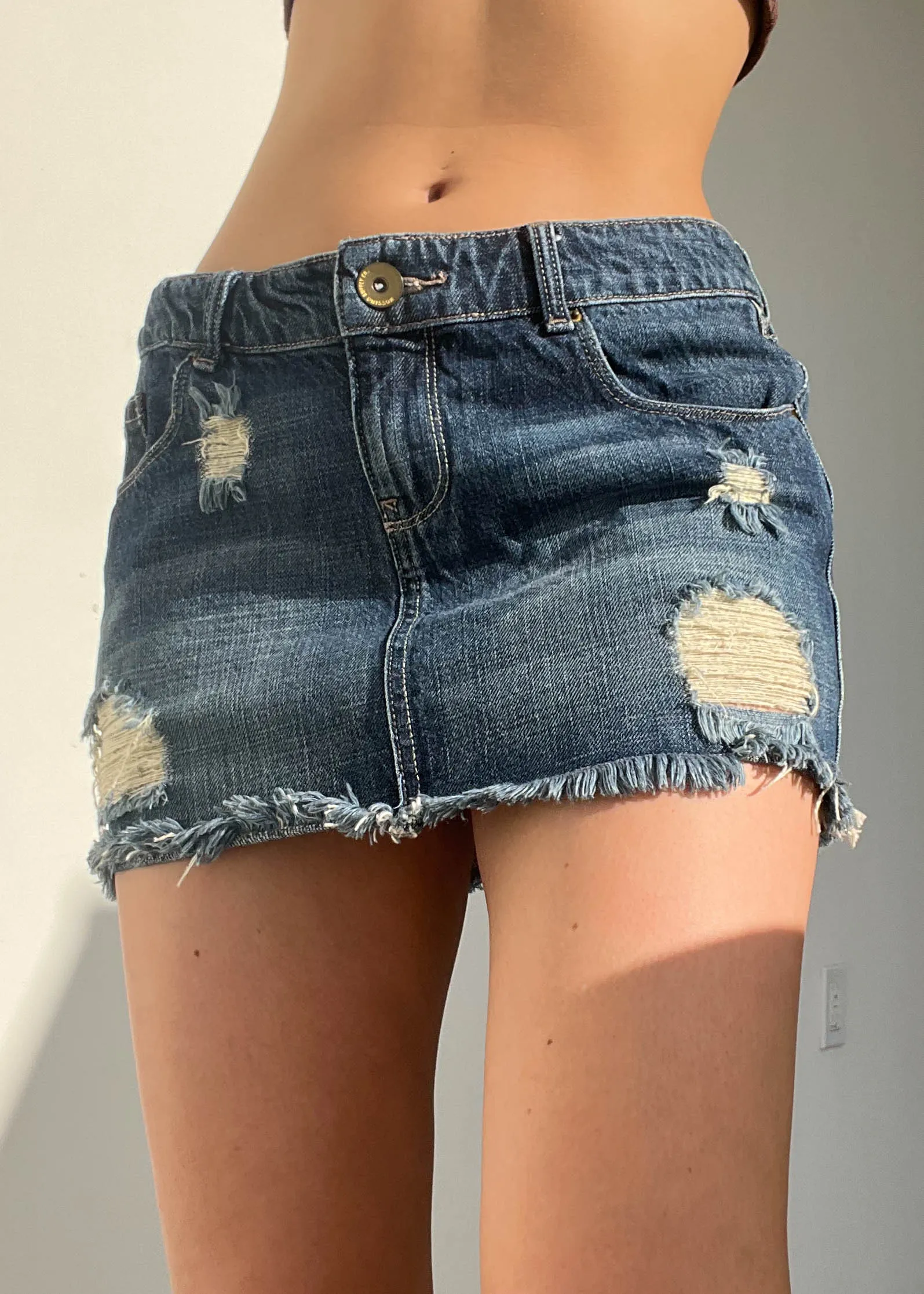 Y2k Distressed Denim Mini (S/M)
